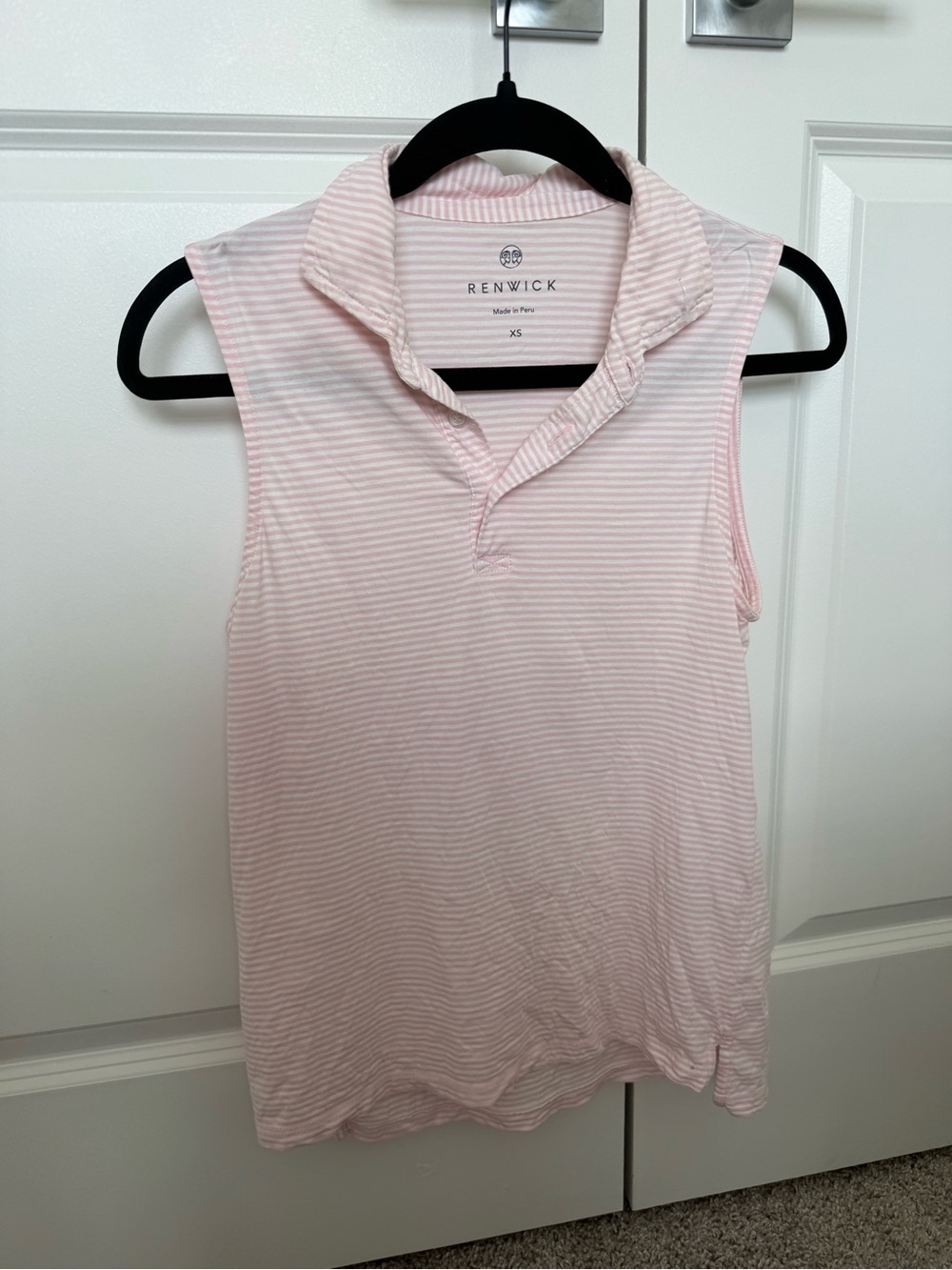 Renwick Sleeveless Pink Stripe Polo Tank